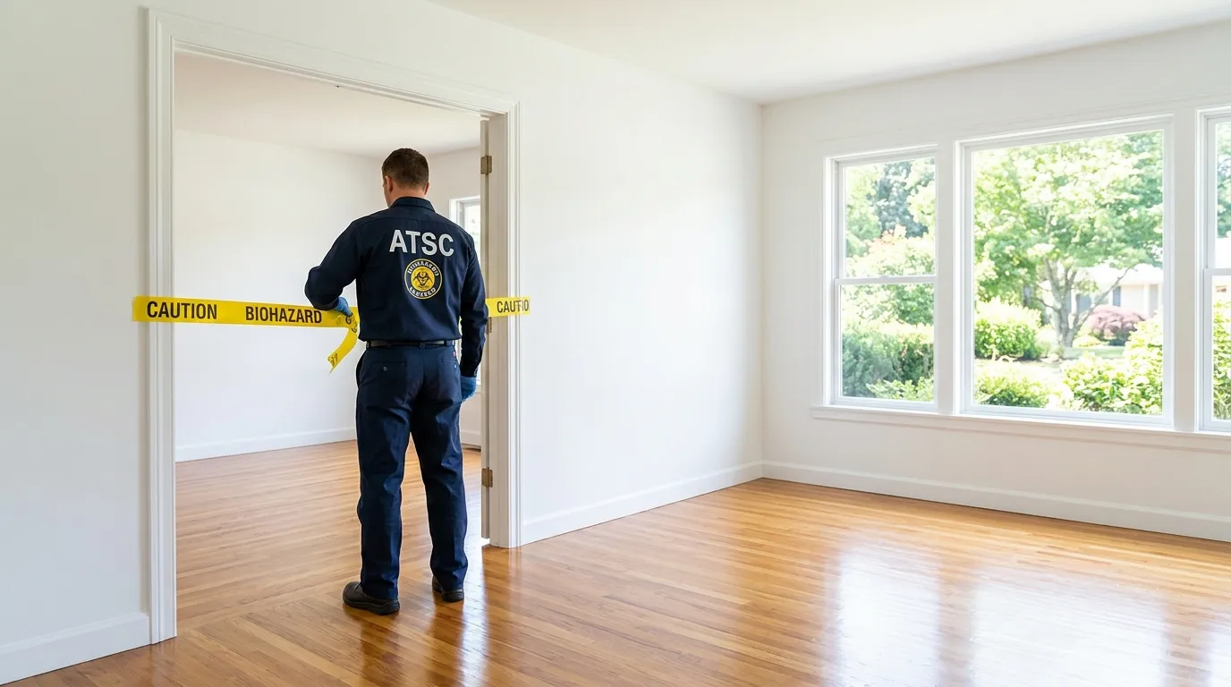 Certified biohazard cleanup crew performing Decomposition Cleanup in Fullerton